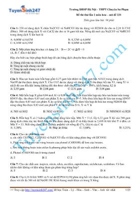Đề thi thử lần 2 môn Hóa  Mã đề 221